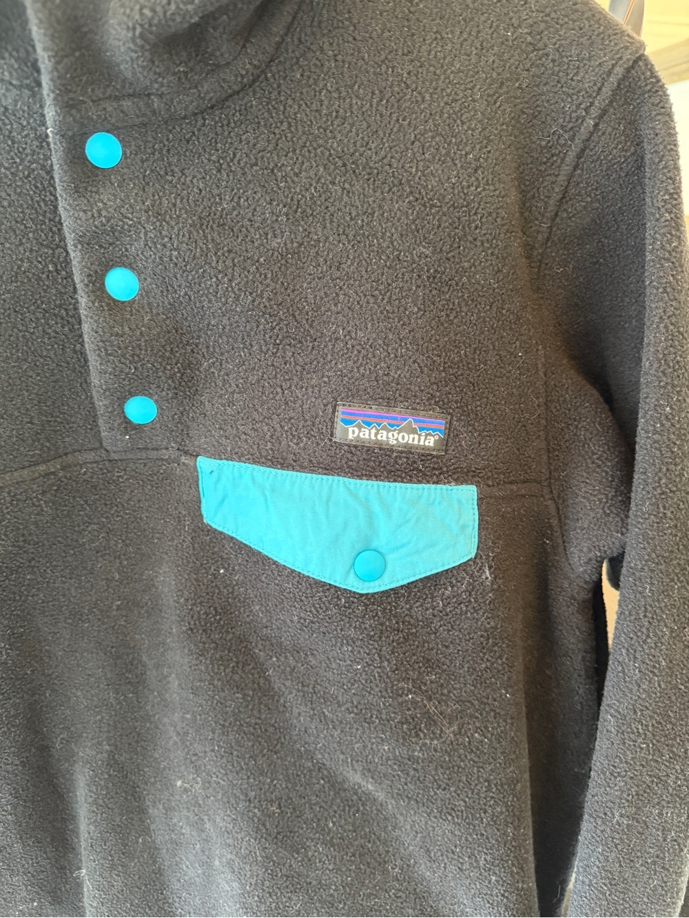 Patagonia Synchilla Lightweight Snap-T Fleece Pullover - Black / Teal Trim (Smal - Picture 2 of 6